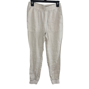 Magaschoni‎ cream/tan linen jogger pants size s